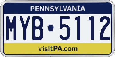 PA license plate MYB5112