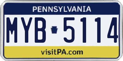 PA license plate MYB5114