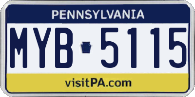 PA license plate MYB5115