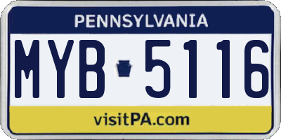 PA license plate MYB5116