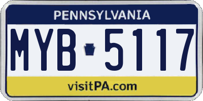 PA license plate MYB5117