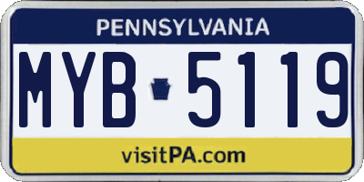 PA license plate MYB5119