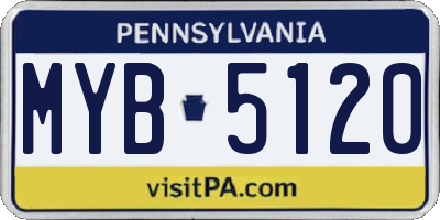PA license plate MYB5120