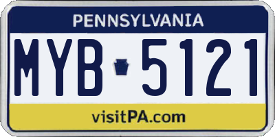 PA license plate MYB5121