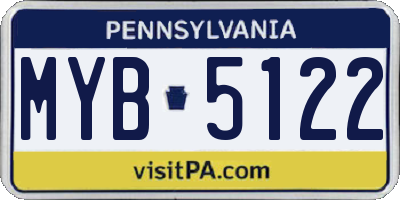 PA license plate MYB5122