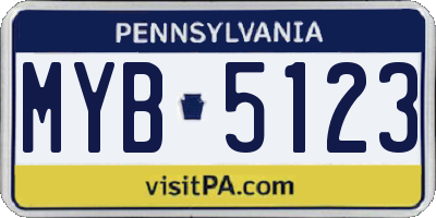 PA license plate MYB5123