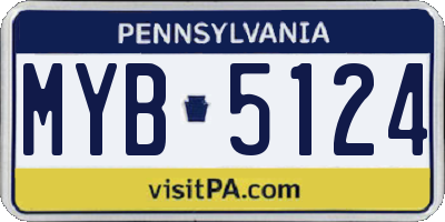 PA license plate MYB5124