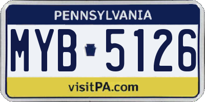 PA license plate MYB5126