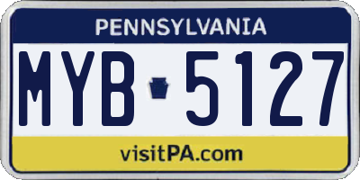 PA license plate MYB5127