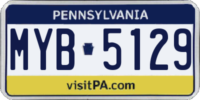 PA license plate MYB5129