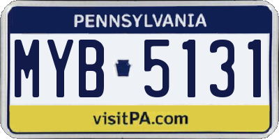 PA license plate MYB5131