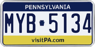 PA license plate MYB5134