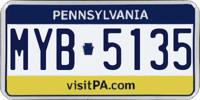 PA license plate MYB5135
