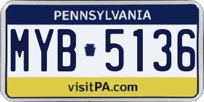 PA license plate MYB5136
