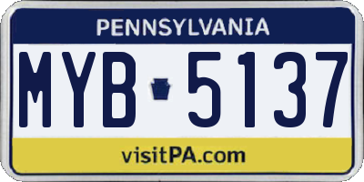 PA license plate MYB5137