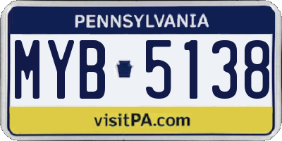 PA license plate MYB5138