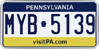 PA license plate MYB5139