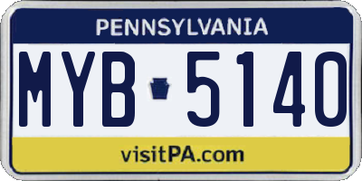 PA license plate MYB5140
