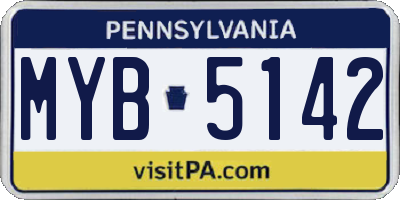 PA license plate MYB5142