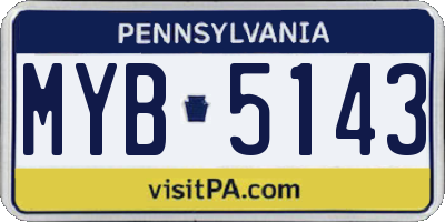 PA license plate MYB5143