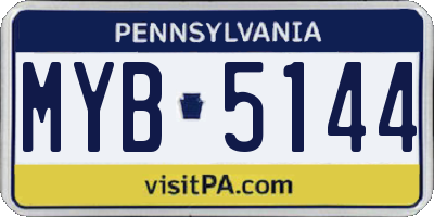 PA license plate MYB5144