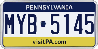 PA license plate MYB5145