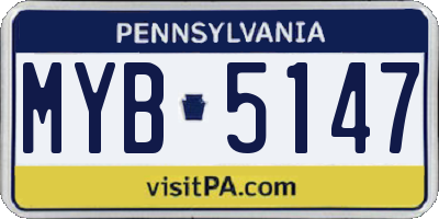 PA license plate MYB5147