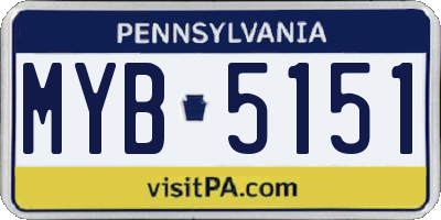 PA license plate MYB5151