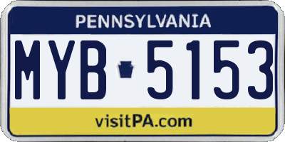 PA license plate MYB5153