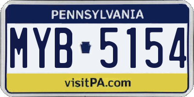 PA license plate MYB5154