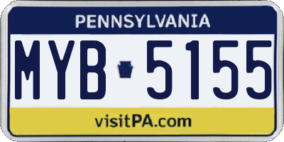 PA license plate MYB5155