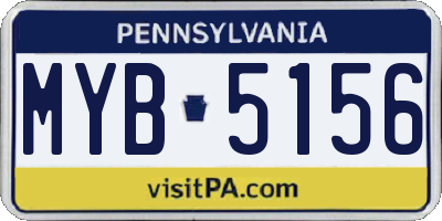 PA license plate MYB5156