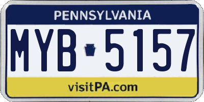 PA license plate MYB5157