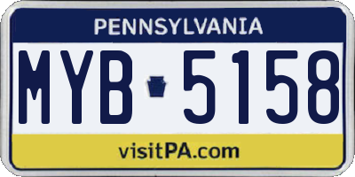 PA license plate MYB5158
