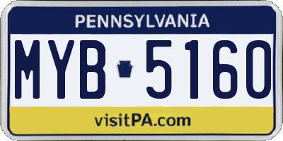 PA license plate MYB5160
