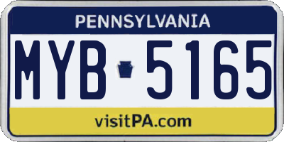 PA license plate MYB5165