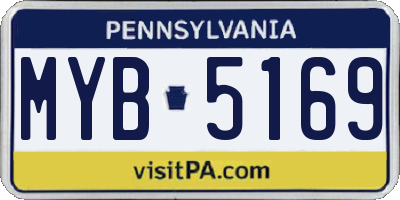 PA license plate MYB5169