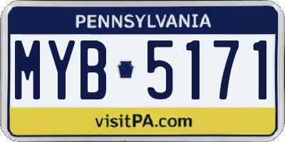 PA license plate MYB5171