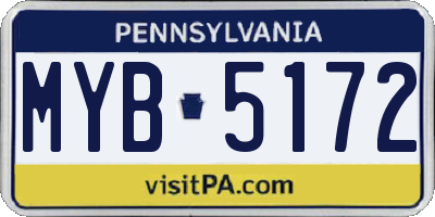 PA license plate MYB5172