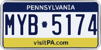 PA license plate MYB5174