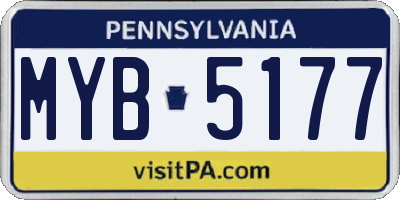 PA license plate MYB5177