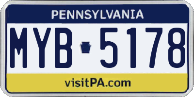 PA license plate MYB5178