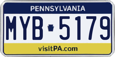 PA license plate MYB5179