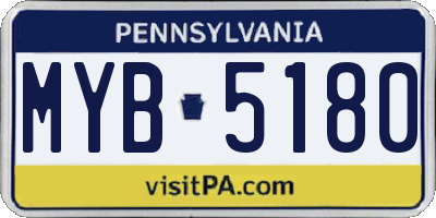 PA license plate MYB5180