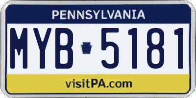 PA license plate MYB5181