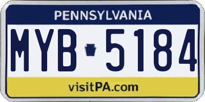 PA license plate MYB5184
