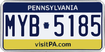 PA license plate MYB5185