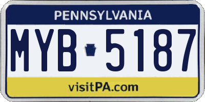 PA license plate MYB5187