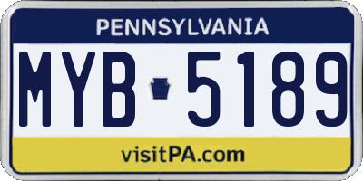 PA license plate MYB5189