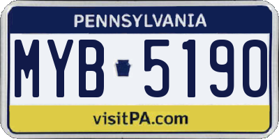 PA license plate MYB5190
